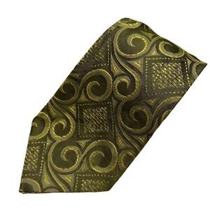 Vintage National Men's Tie Necktie Wide  Green Acetate Geometric MCM